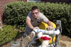 Plumber working on a commercial repipe